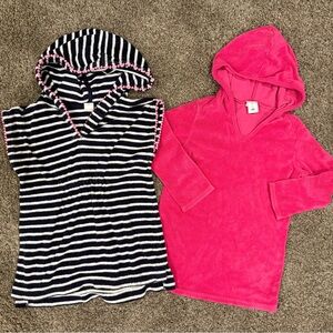 GAP Kids - Navy Striped and Old Navy Pink Hooded Swimsuit Coverups - Size 3T
